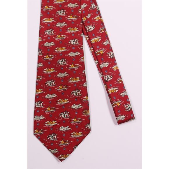 Salvatore Ferragamo Red Iceberg Penguins Silk Necktie Tie - Picture 3 of 6